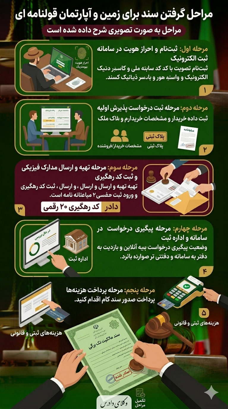 مراحل گام به گام دریافت سند برای ملک قولنامه ای