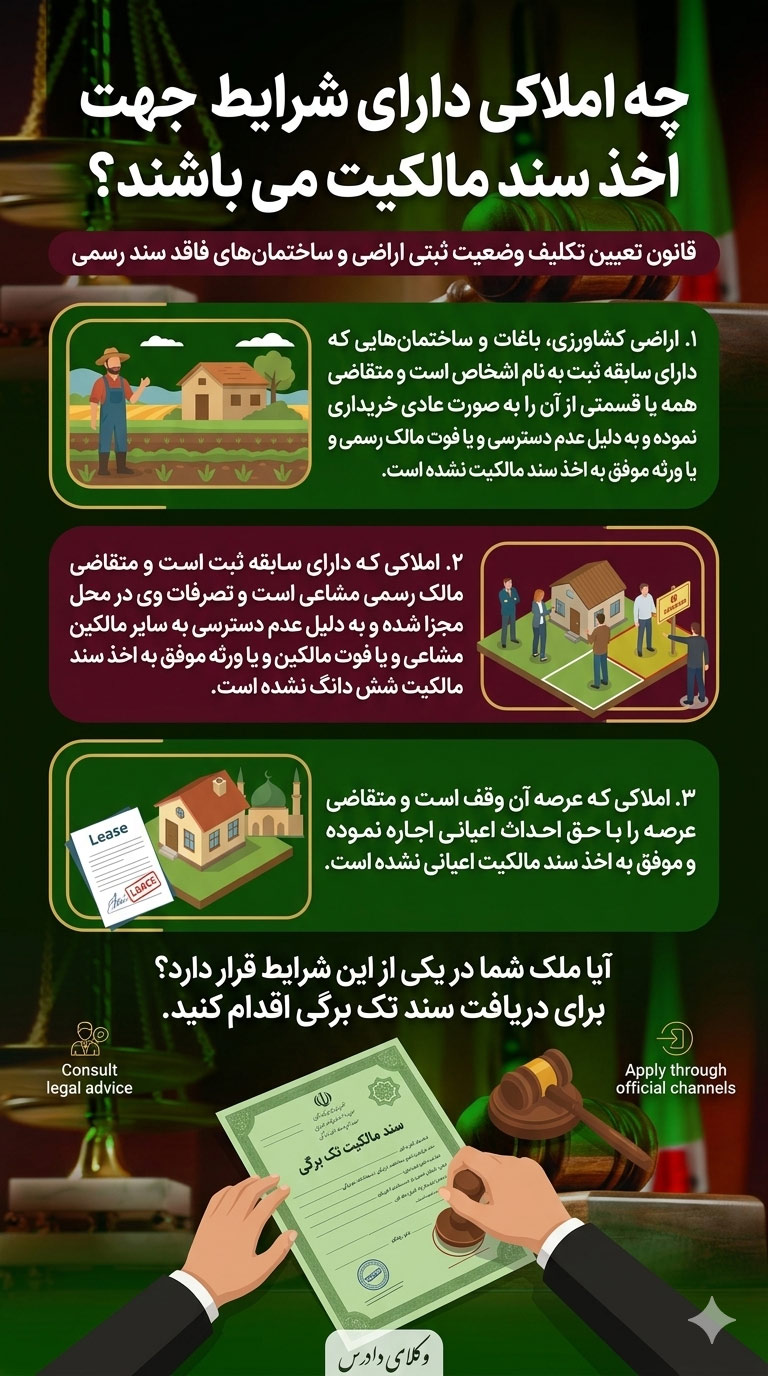 املاک واج شرایط دریافت سند مالکیت
