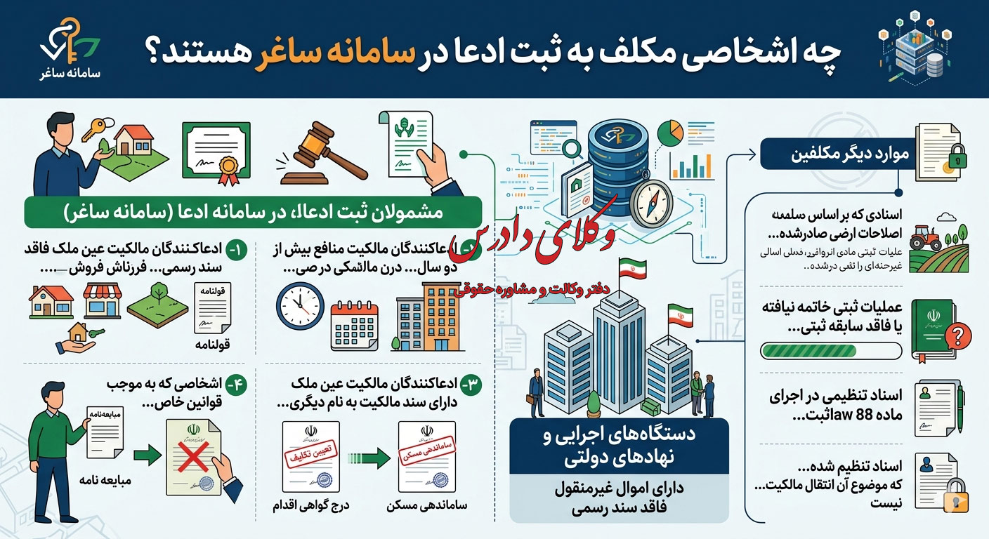 اشخاص مکلف به ثبت ادعا در سامانه کاتب و ساغر